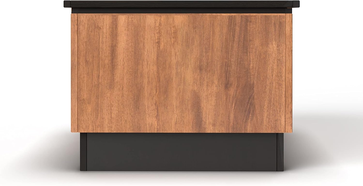Bridgevine Home Graceland Modern Coffee Table, 47 inches, Fully Assembled, Poplar Solid Wood, Bourbon and Black Finish