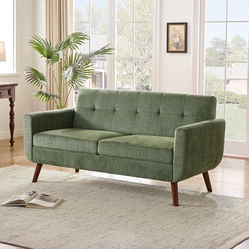 Tbfit L Shaped Couch Sofa, 80" W Mid-Century Modern Sectional Couches, 3 Seater Sofas with Wide Chaise Lounge & Two Pillows