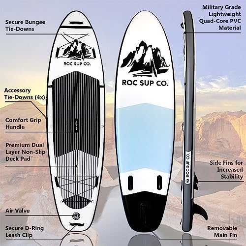 Roc Inflatable Stand Up Paddle Boards with Premium SUP Paddle Board Accessories, Wide Stable Design, Non-Slip Comfort Deck for Youth & Adults
