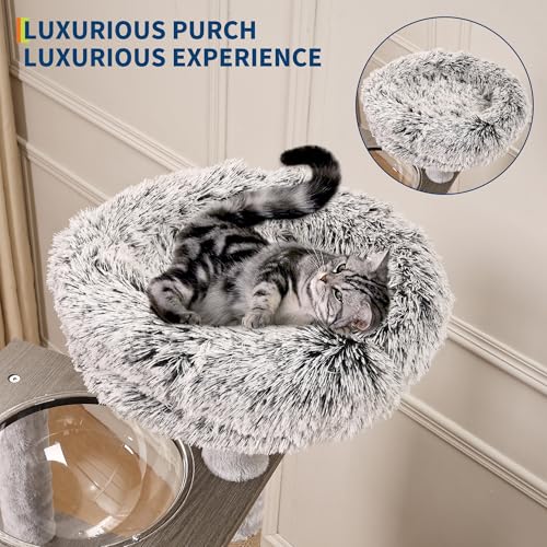 Cat Tree with Litter Box Enclosure, 2-in-1 Cat Tower, 66.9-Inch Tall Cat Condo with Scratching Posts, Perch (Grey)