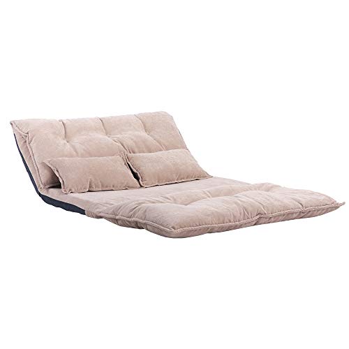 Lazy Floor Sofa Adjustable Folding Futon Sofa Video Gaming Sofa with Two Pillows, Multi-Functional Foldable Sleeper Bed Couch for Adults