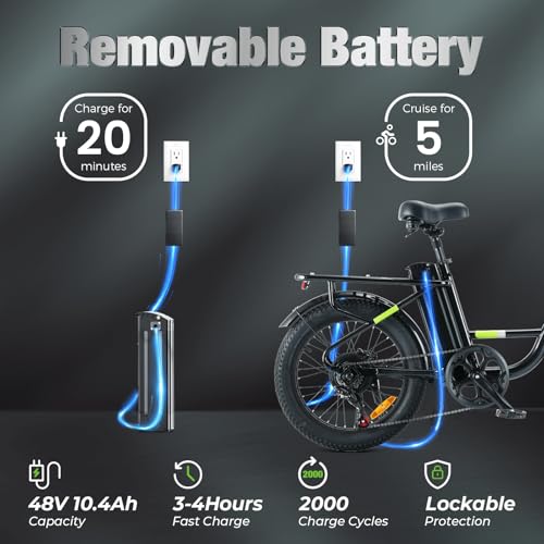 isinwheel U1 Electric Bike, 500W Motor, 20 mph, Folding Ebike, 14"/16"/20" Adults Electric Bicycles, 280.8Wh Battery, 25 Miles PAS Range, Black