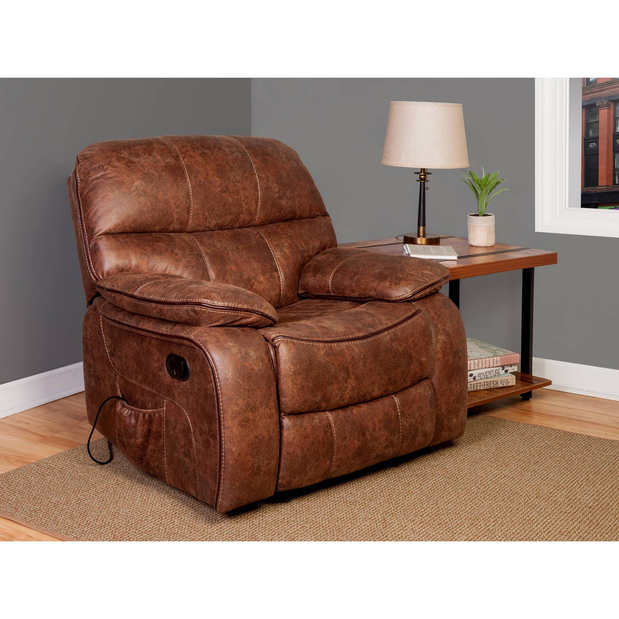 Relaxzen 60-7040M11 Wesson Massage Recliner, Brown
