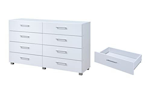 Hodedah 8-Drawer Dresser, WHITE