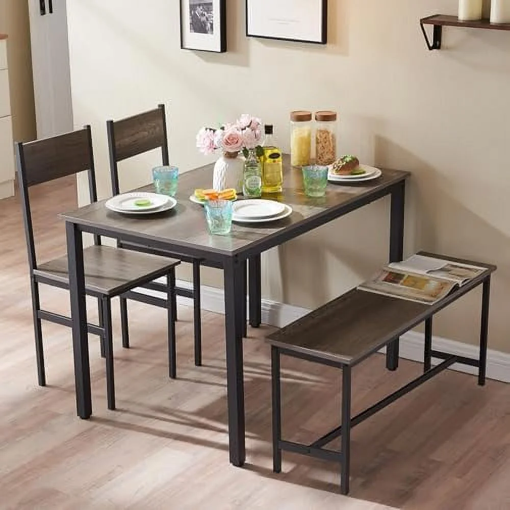 KHBIULIFE Small Kitchen Table and Chairs for 4  Dining Room Table and 2 Chair 1 Bench  Table and Chairs Set of 4 for Small Space  Apartment