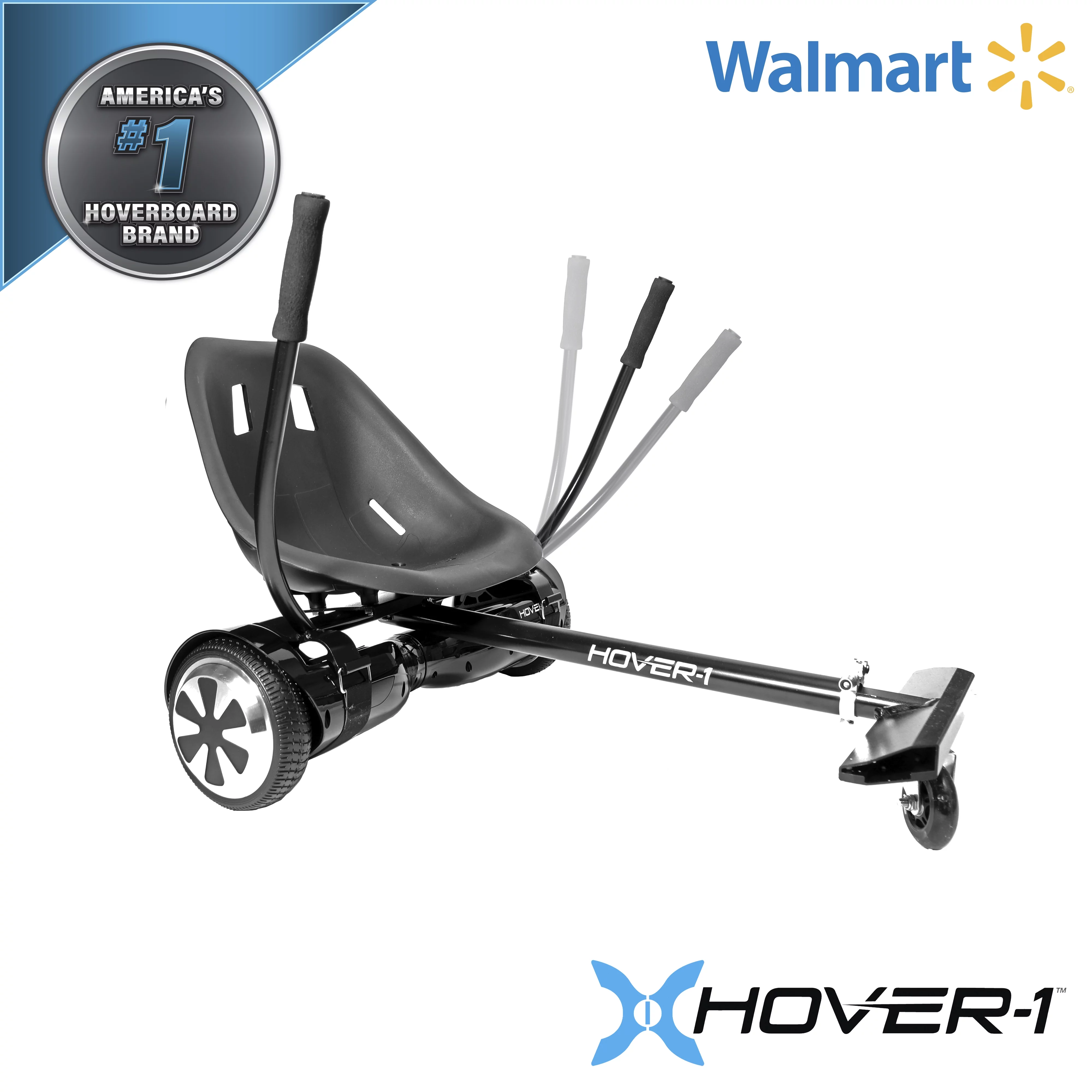 Hover-1 Kart and Ultra Electric Hover board with 6.5 In. Wheels and LED Lights Combo - Black