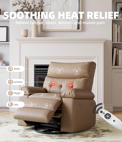 GarveeHome Electric Swivel Massage Chair, Power Rocking Recliner with Vibration and Heating