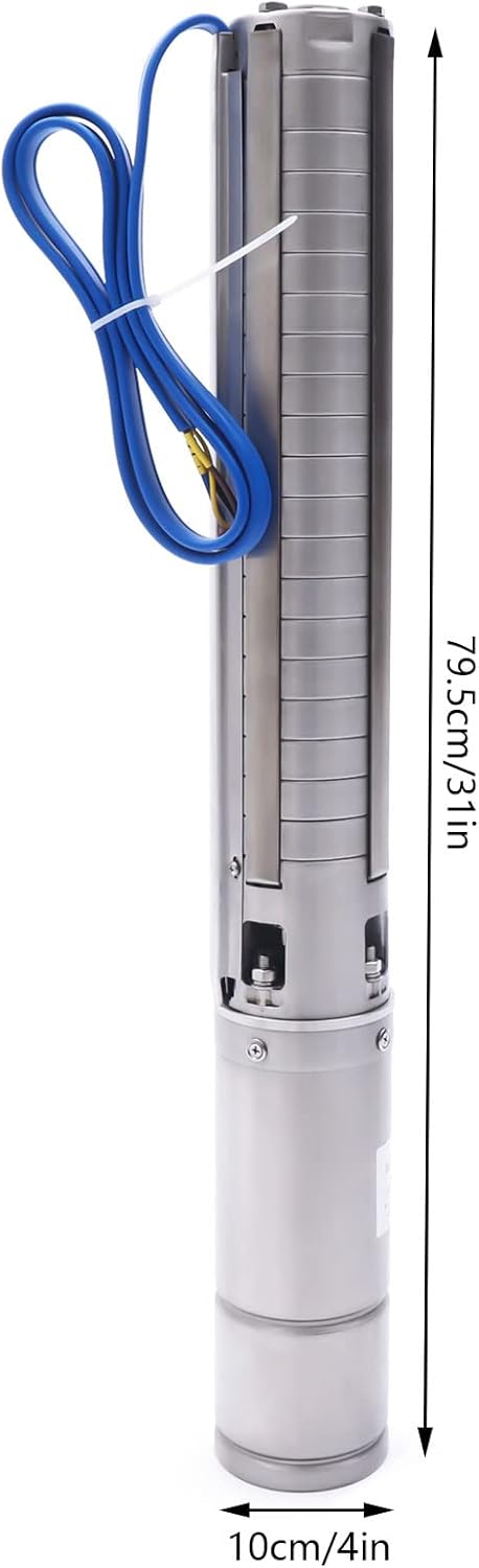 Solar Water Pump Solar Pool Pump with MPPT Controller Solar Well Pump Kit Powered Water Pump 1500W Stainless Steel Deep Well Submersible Pump for