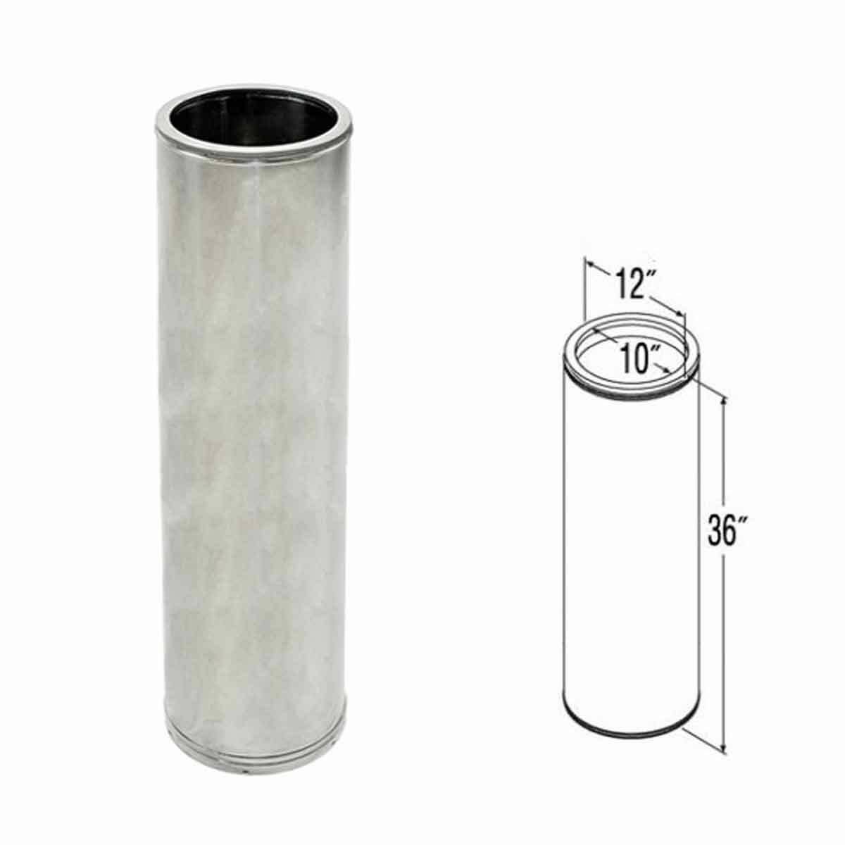 DuraTech Chimney PIPE, 10 in. Inner Diamter, 36 in. Long Mu0026G Duravent 10DT-36SS