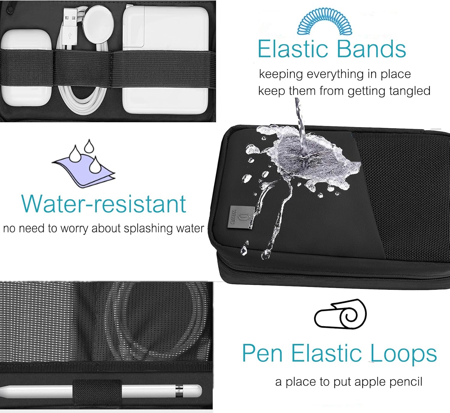Electronics Organizer Bag Waterproof Travel Organizer Bag Electronics Accessories Pouch Bag Cable Storage Bag Portable Carrying Case for Cable Hard