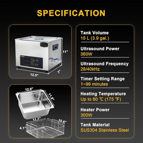3L Ultrasonic Cleaner, One-Touch Cleaning, Heating, Dual-Frequency, Sweep Frequency, Touch Ultrasonic Cleaning Machine for Labs,Carburetor,Jewelry