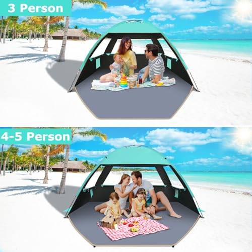 Gorich Beach Tent, Beach Shade Tent for 3/4-5/6-7/8-10 Person with UPF 50+ UV Protection, Portable Beach Tent Sun Shelter Canopy