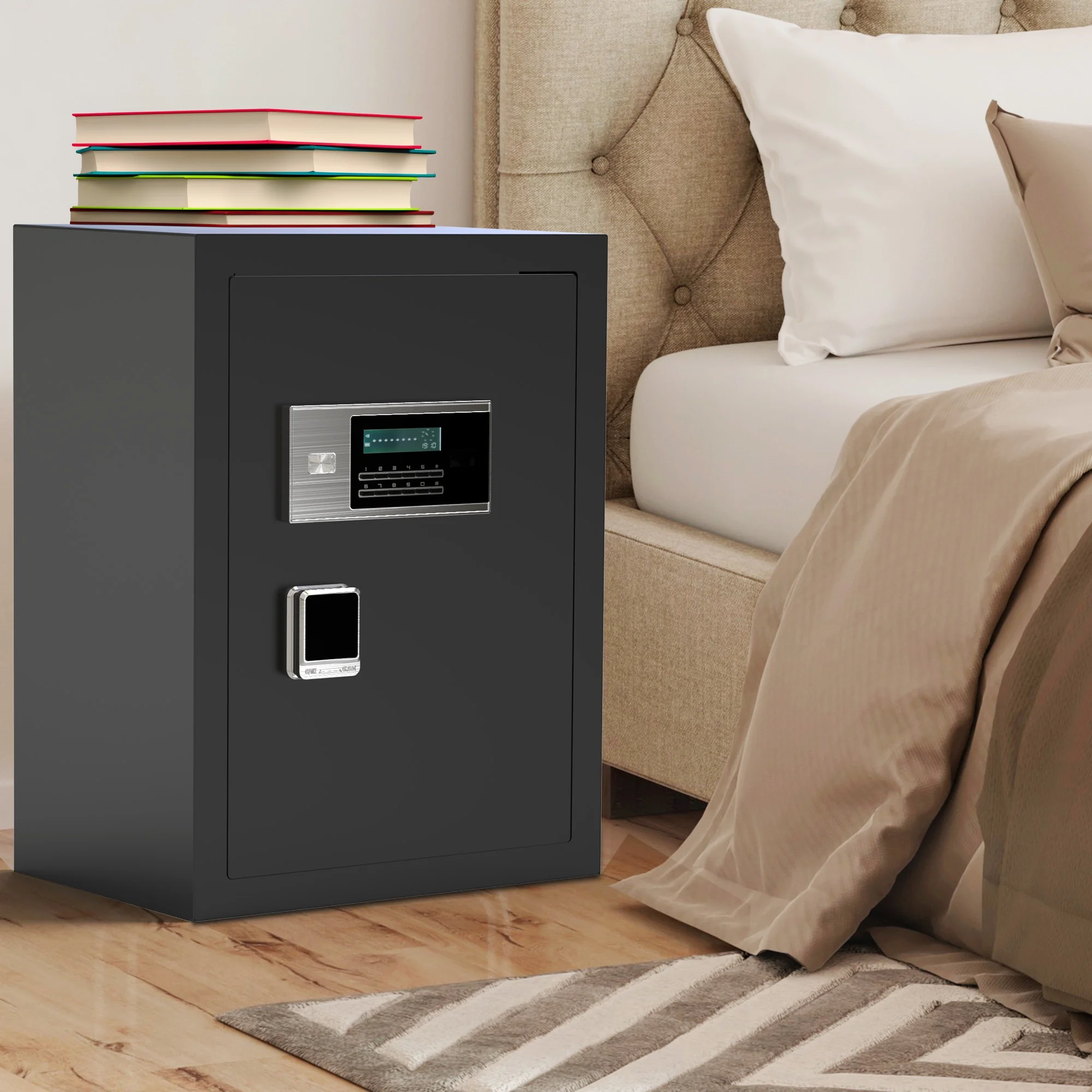 Dextrus Fireproof Safe Box 3 CU.FT,Security Safe Box with Digital Keypad, Fireproof Bag, Adjustable Shelves and LED Lighting for Storing Cash