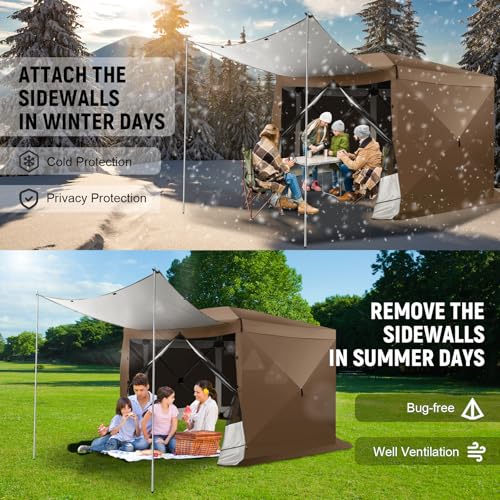 COBIZI 12x12ft Pop up Gazebo Screen Tent Screen House for Camping, Camping Outdoor Screened Gazebo, Canopy Tent