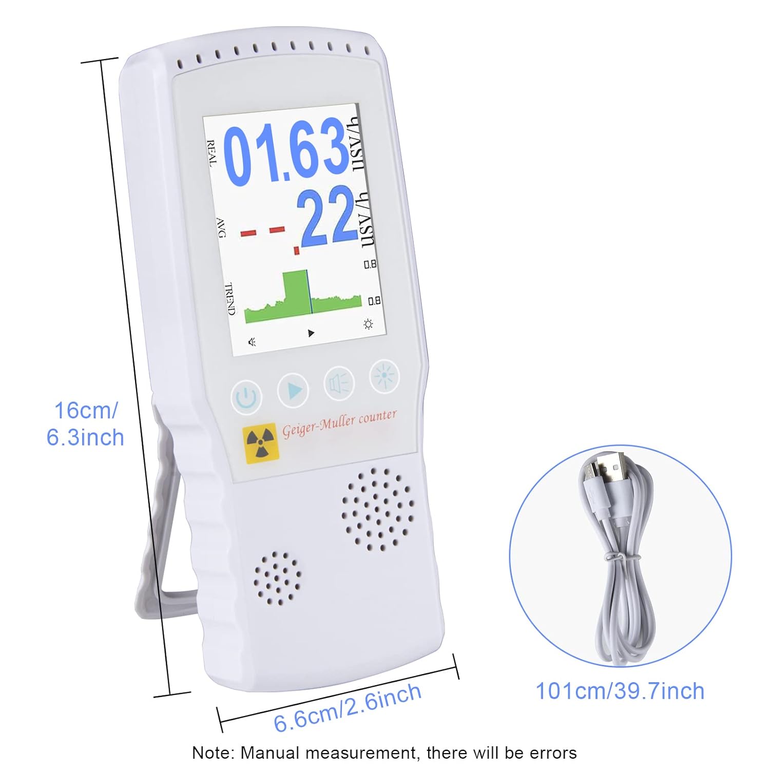 Geiger Counter Nuclear Radiation Detector Beta Gamma X-ray Tester Handheld Portable Dosimeter Monitor Digital Meter Marble Radioactive Alarm Counter
