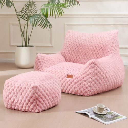 Big Bean Bag Chairs for Adults Cozy Giant Bean Bag Sofa Chair, Gaming Bean Bag Chairs with Foot Rest, Lounge Comfy Chair Indoor for Bedroom