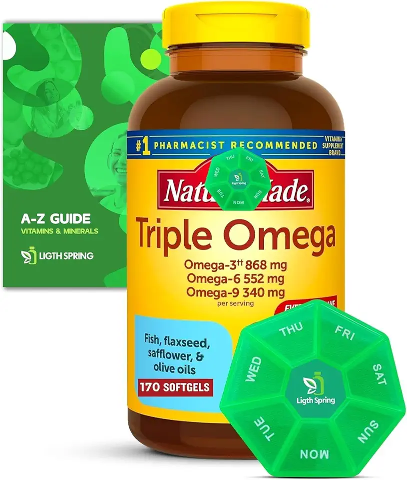 Triple Omega 3, 6 and 9, 170 Softgels with Bundle with Exclusive Vitamins & Minerals - A to Z -Better Ligth&Spring Guide - Kansas Nuitrition - HNZSDS