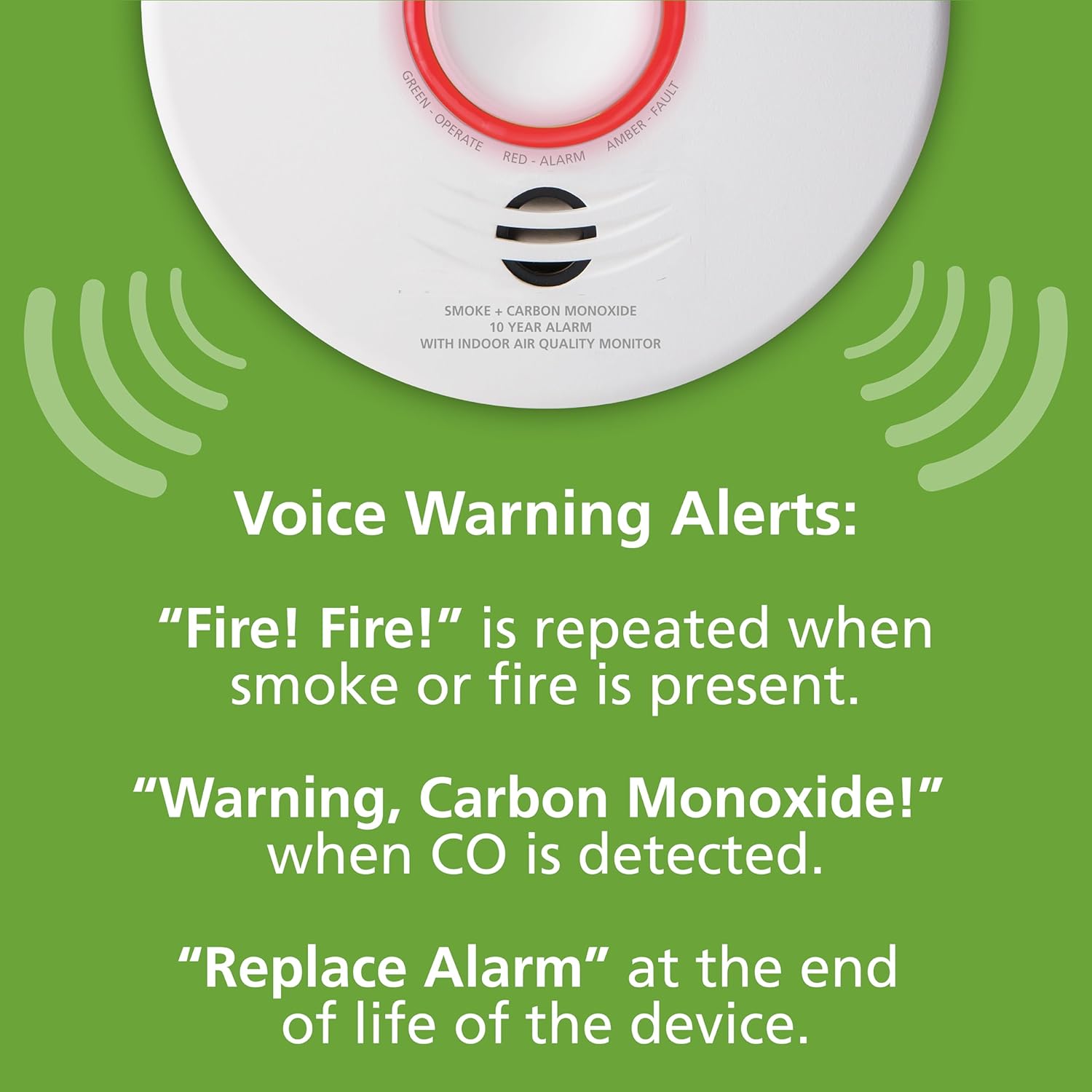 Kidde Smart Smoke & Carbon Monoxide Detector & Indoor Air Quality Monitor, WiFi, Alexa Compatible Device, Hardwired w/Battery Backup