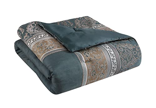 Riverbrook Home 100% Polyester Comforter Set, Queen, Hillcrest - Ivory/Gold, 9 Piece Set
