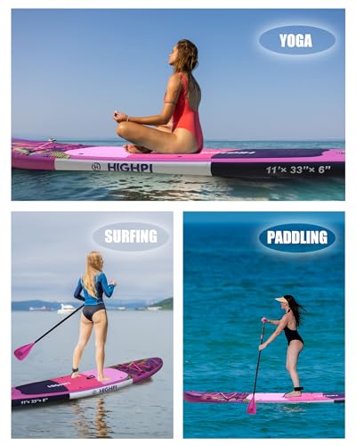 Highpi Inflatable Stand Up Paddle Board Premium SUP Accessories, Backpack, Wide Stance, Surf Control, Non-Slip Deck, Leash, Paddle and Pump