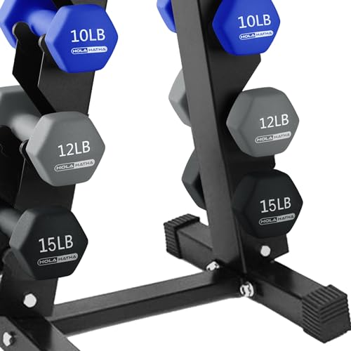 HolaHatha Neoprene Dumbbell Free Hand Weight Set with Rack, Ideal for Home Exercises to Gain Tone and Definition