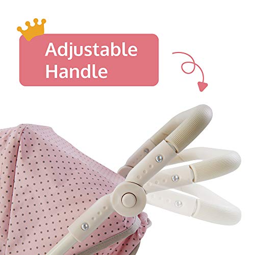 Olivia's Little World 2-in-1 Convertible Baby Doll Stroller with Retractable Canopy, All-Terrain Wheels, and Adjustable Handle