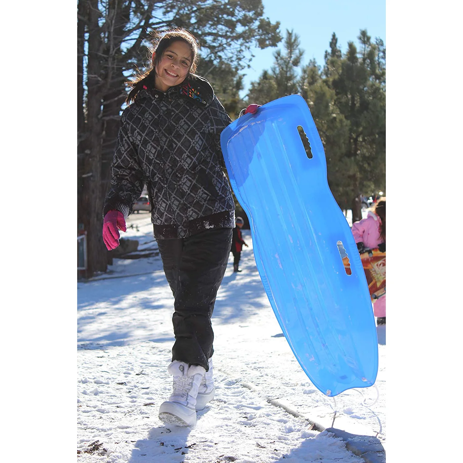 Slippery Racer Downhill Xtreme Adults and Kids Toboggan Snow Sled, Blue