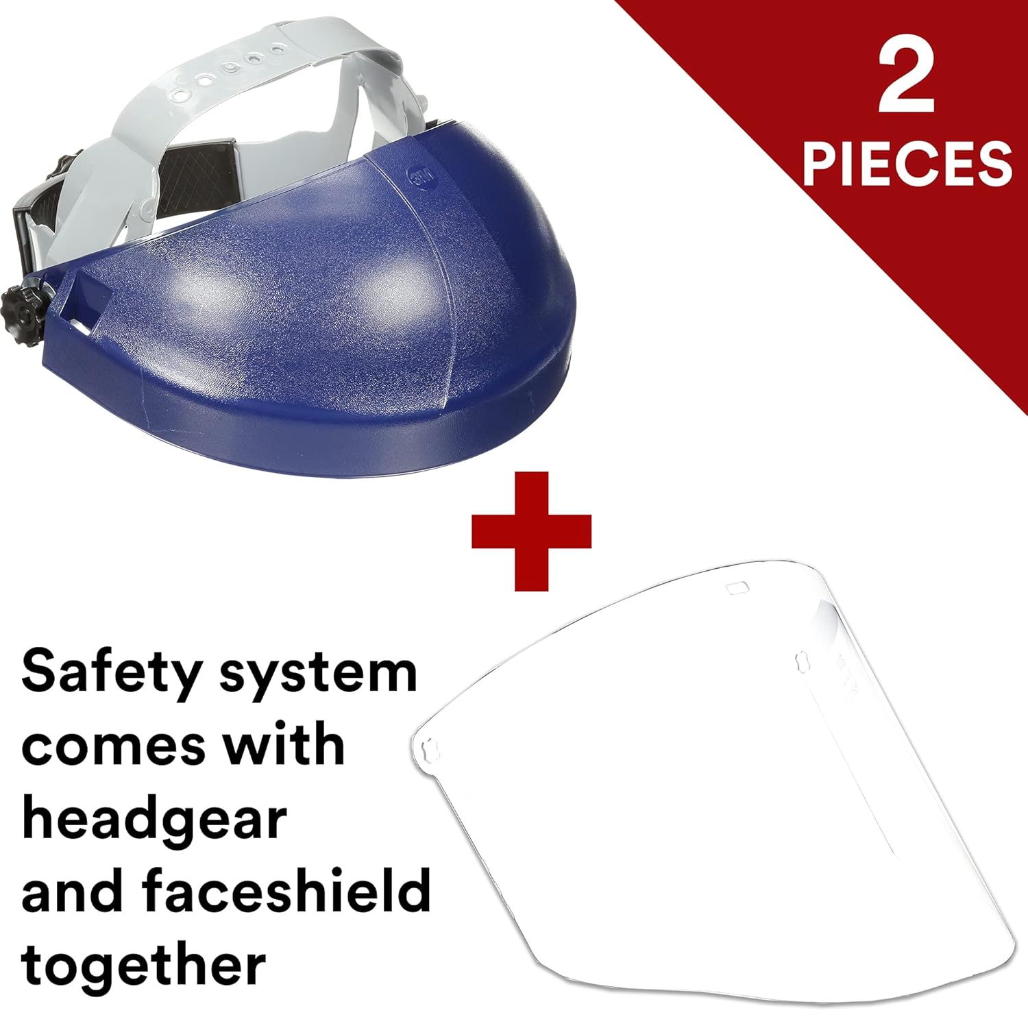 3M H8A Ratchet Headgear and Visor Combination with 3M WP96 Clear Polycarbonate Faceshield, Complete Headgear and Face Shield Safety System, ANSI Z87