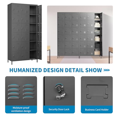 6 Doors Metal Lockers for Employees 72" H Storage Cabinet Lockable Locker with Shelves Steel Storage Locker for Gym School Office Home Requires