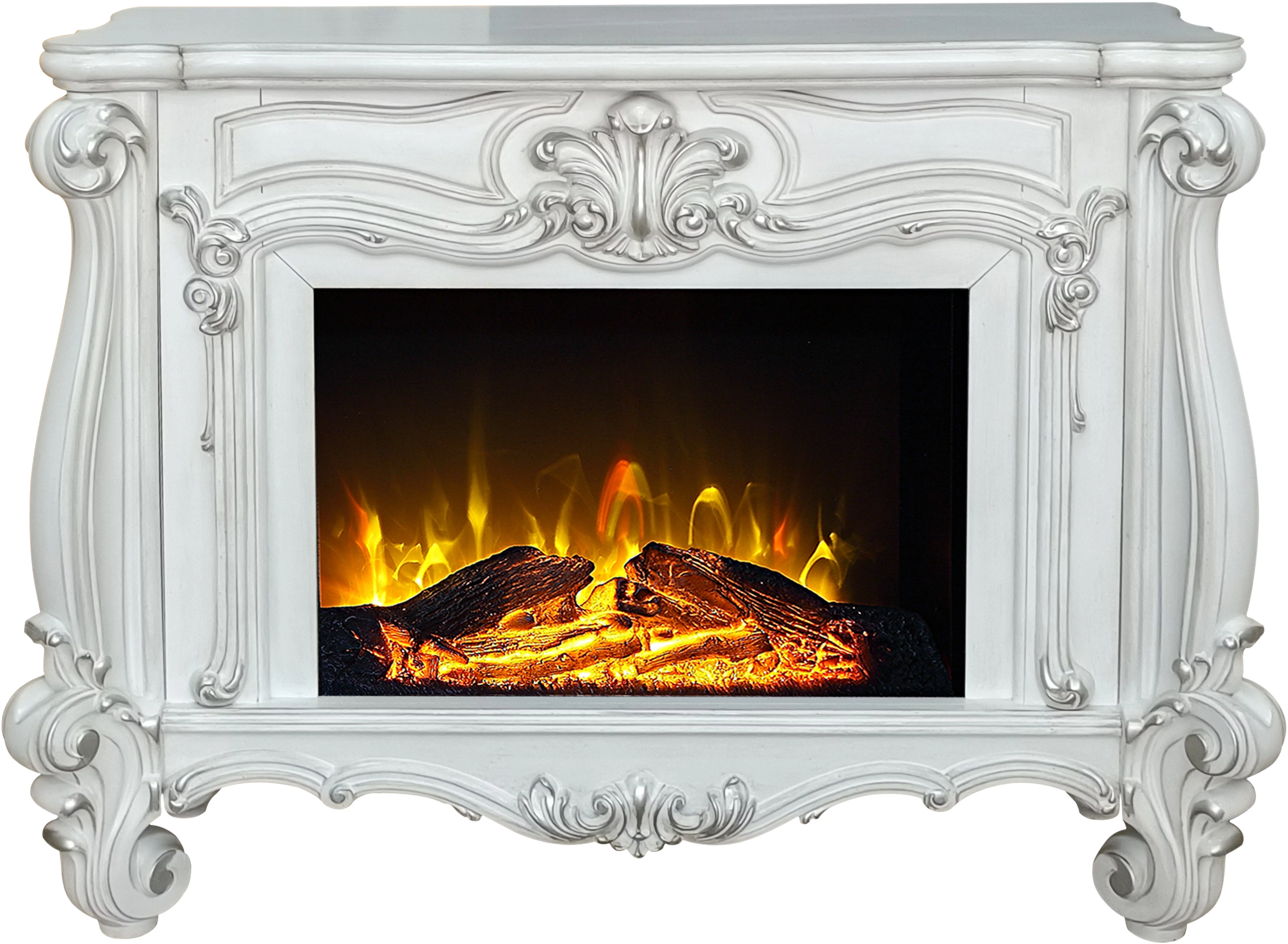Acme Furniture Versailles Freestanding Electric Fireplace, Bone White Finish ( 1Pc/1Ctn )