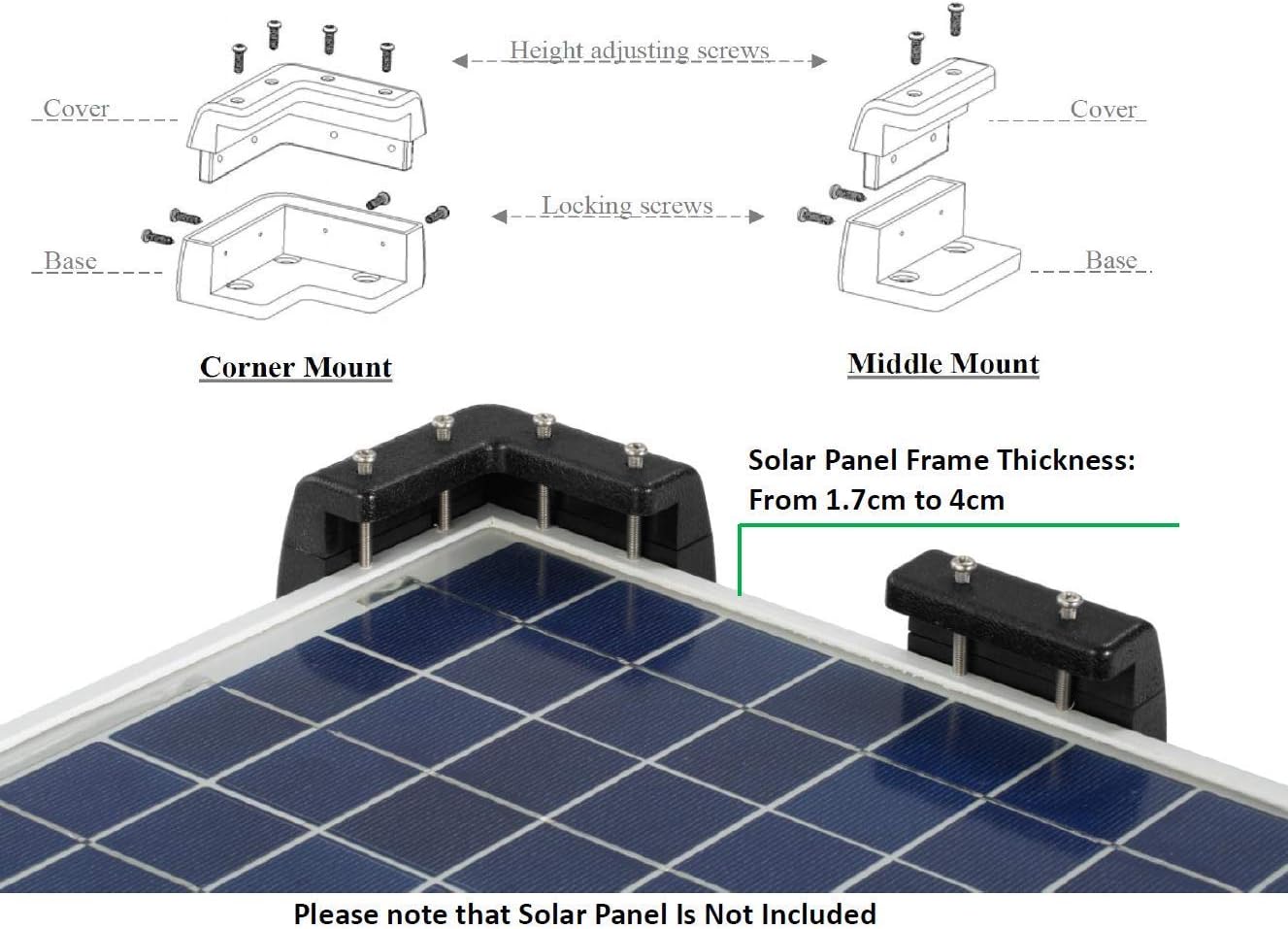 Solar Panel Mounting Brackets Corner Mount Kits Supporting for Framed Solar Panels