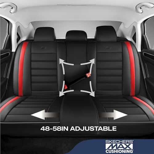 Skechers MAX Cushioning Seat Covers,Memory Foam Leather Car Seat Covers,Waterproof Car Seat Protector Front Seats