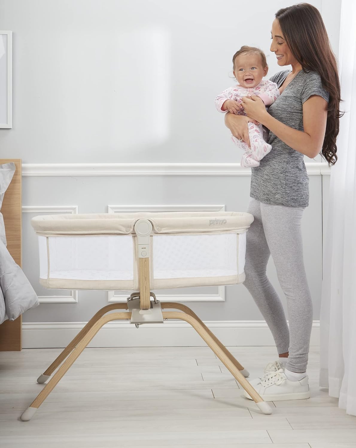 Primo Little Cloud Gliding Bassinet: Portable Folding Baby Bed with Removable Canopy, Travel Bag, and Mattress - Ideal Baby Bassinet