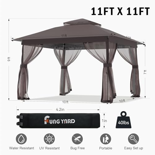 Outdoor Pop Up Gazebo 10x10 - Instant Canopy Tent with Mosquito Nettings
