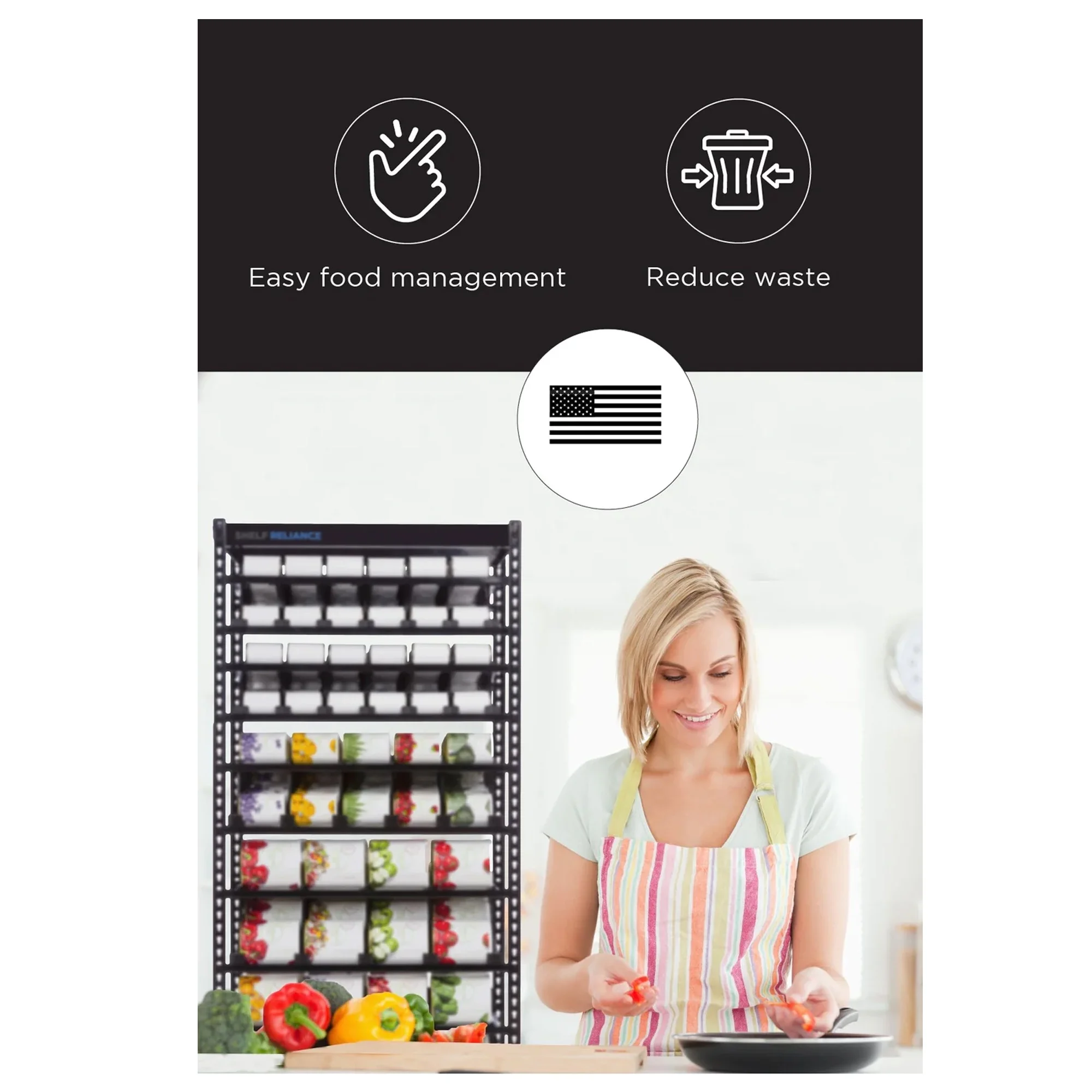 Shelf Reliance Maximizer Small Can Rotation Organizer Supports 390 Cans