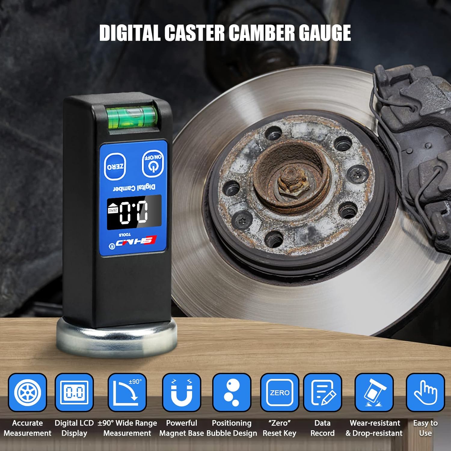 Camber Gauge Digital Wheel Alignment Tool -90° to +90° Wide Range Wheel Alignment & Balancing Tools Accurate Caster Camber Gauge with Digital Display