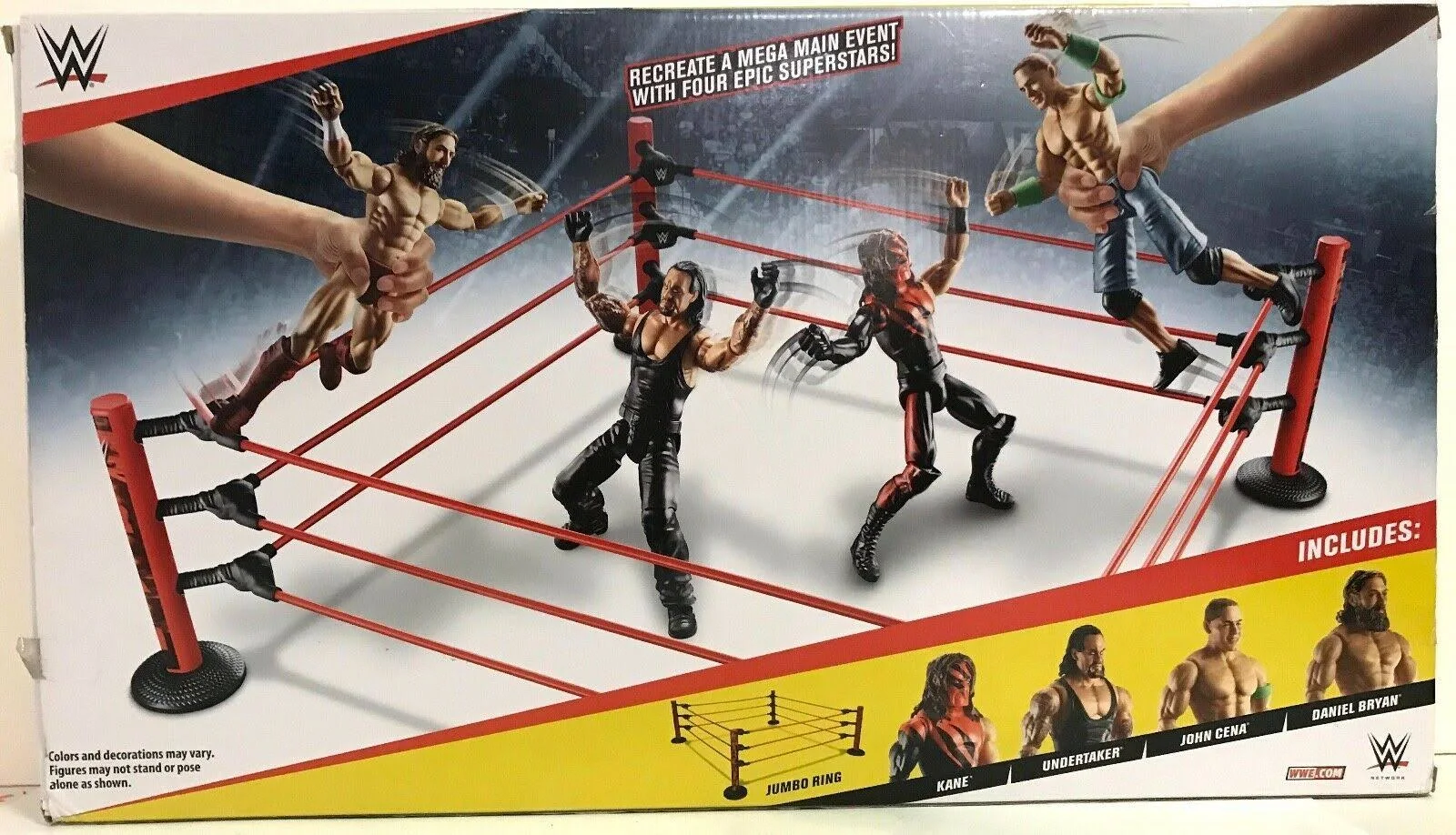 WWE Mega Event Jumbo Ring Kane, Undertaker, Cena u0026 Bryan 12 inch Figures Mattel