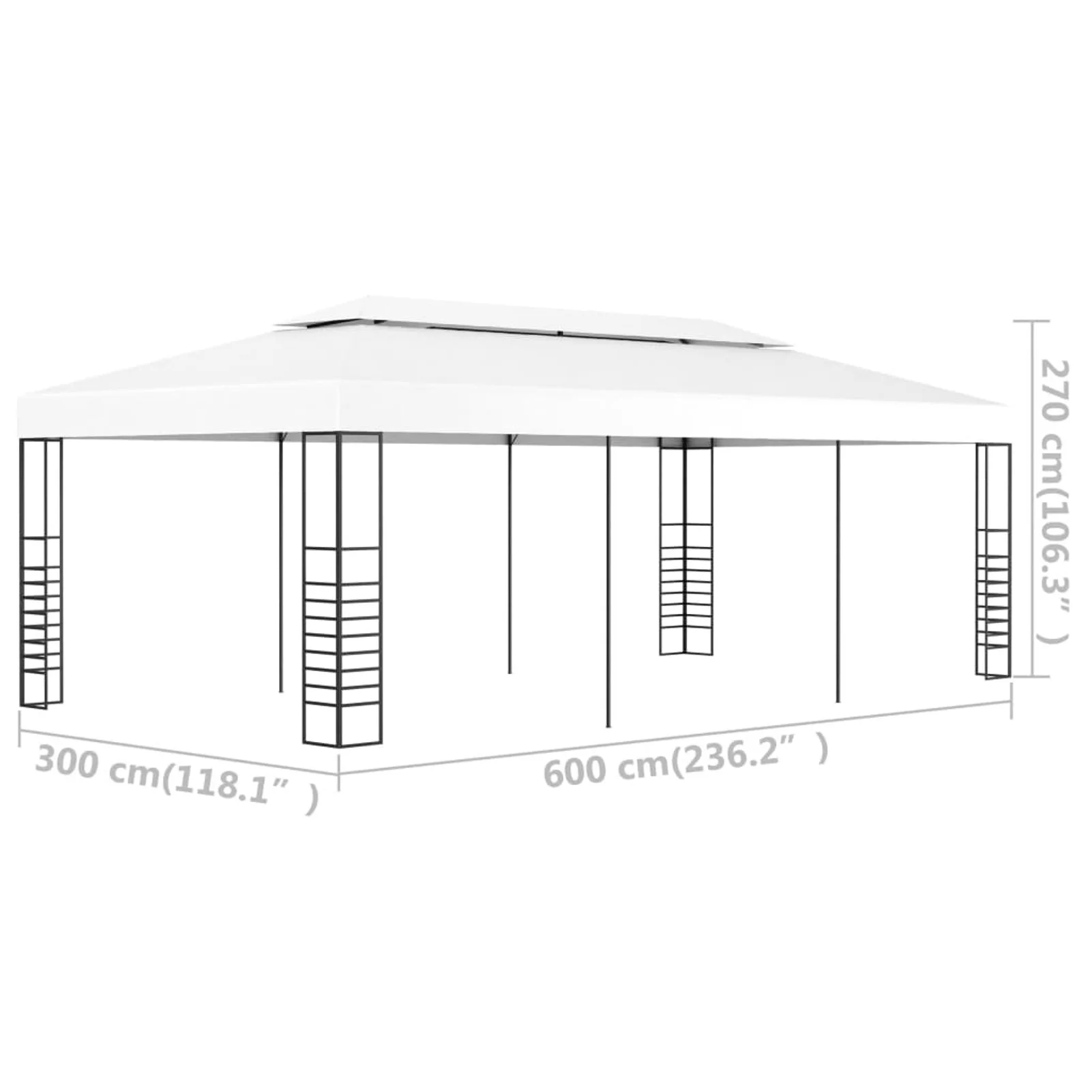 Carevas Gazebo Marquee 236.2"x118.1" White
