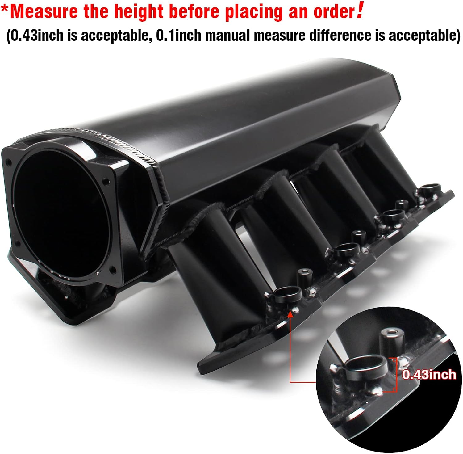 Top10 Racing Intake Manifold fit 92mm Throttle Body Sheet Metal Fabricated EFI 15° Throttle Opening Compatible with Chevrolet Chevy GMC Pontiac LS