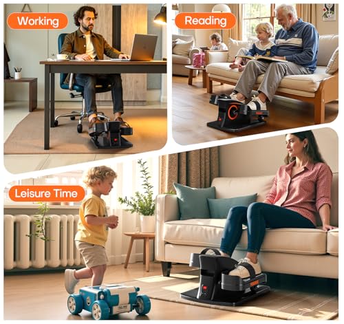 Under Desk Elliptical, Upgraded 6 Adjustable Resistance &15 Speeds Leg Exerciser While Sitting for Seniors with Forward & Reverse Direction