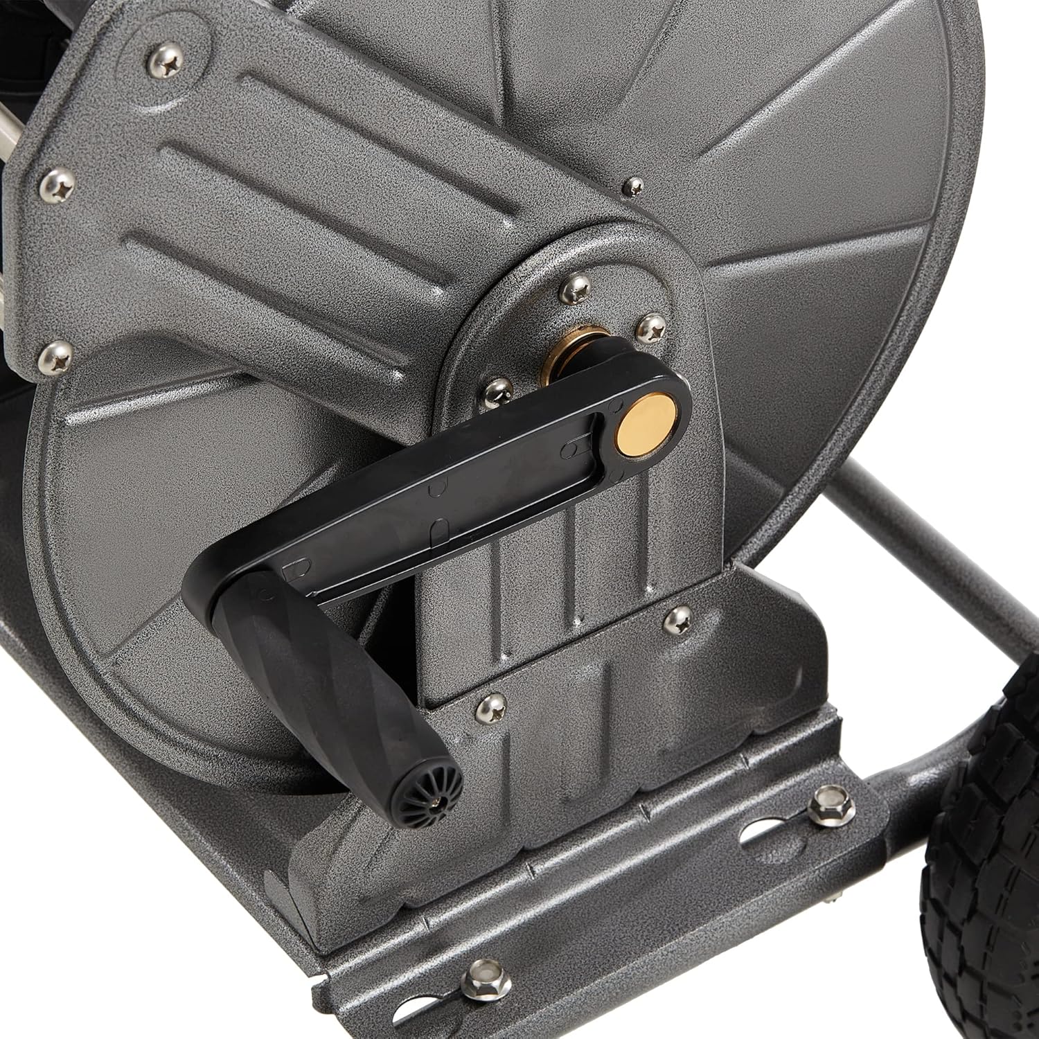 Giraffe Metal Hose Reel Cart, Retractable Garden Hose Reel with Crank, Heavy Duty Water Hose Cart with 2 Solid Wheels