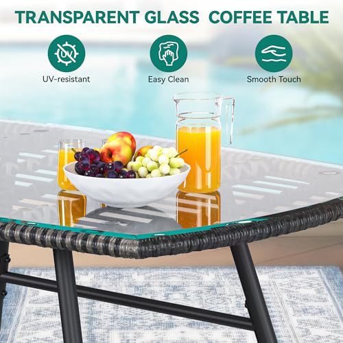 YITAHOME 4-Piece Patio Furniture Wicker Outdoor Bistro Set, All-Weather Rattan Conversation Loveseat Chairs for Backyard