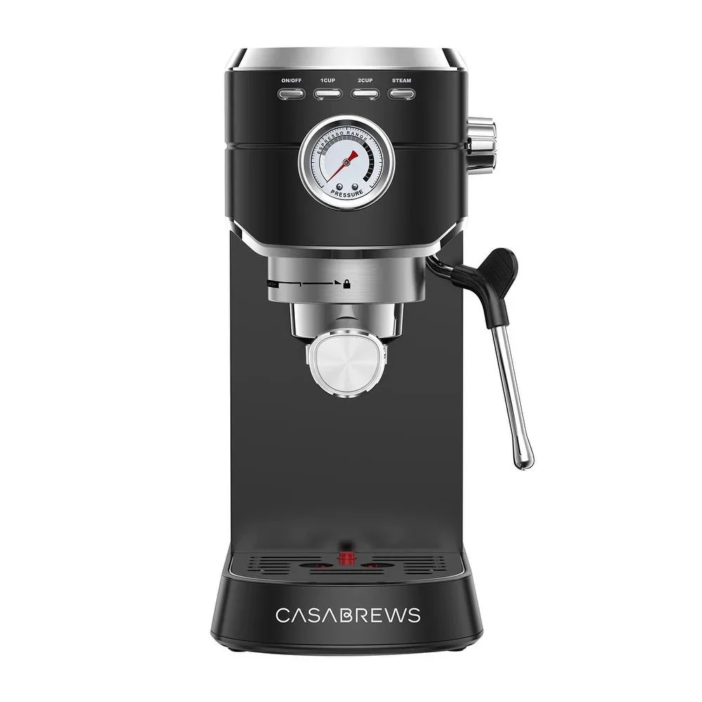 Casabrews 20 Bar Espresso Machine with Milk Frother Steam Wand, Professional Cappuccino Machine,  Stainless Steel, Black