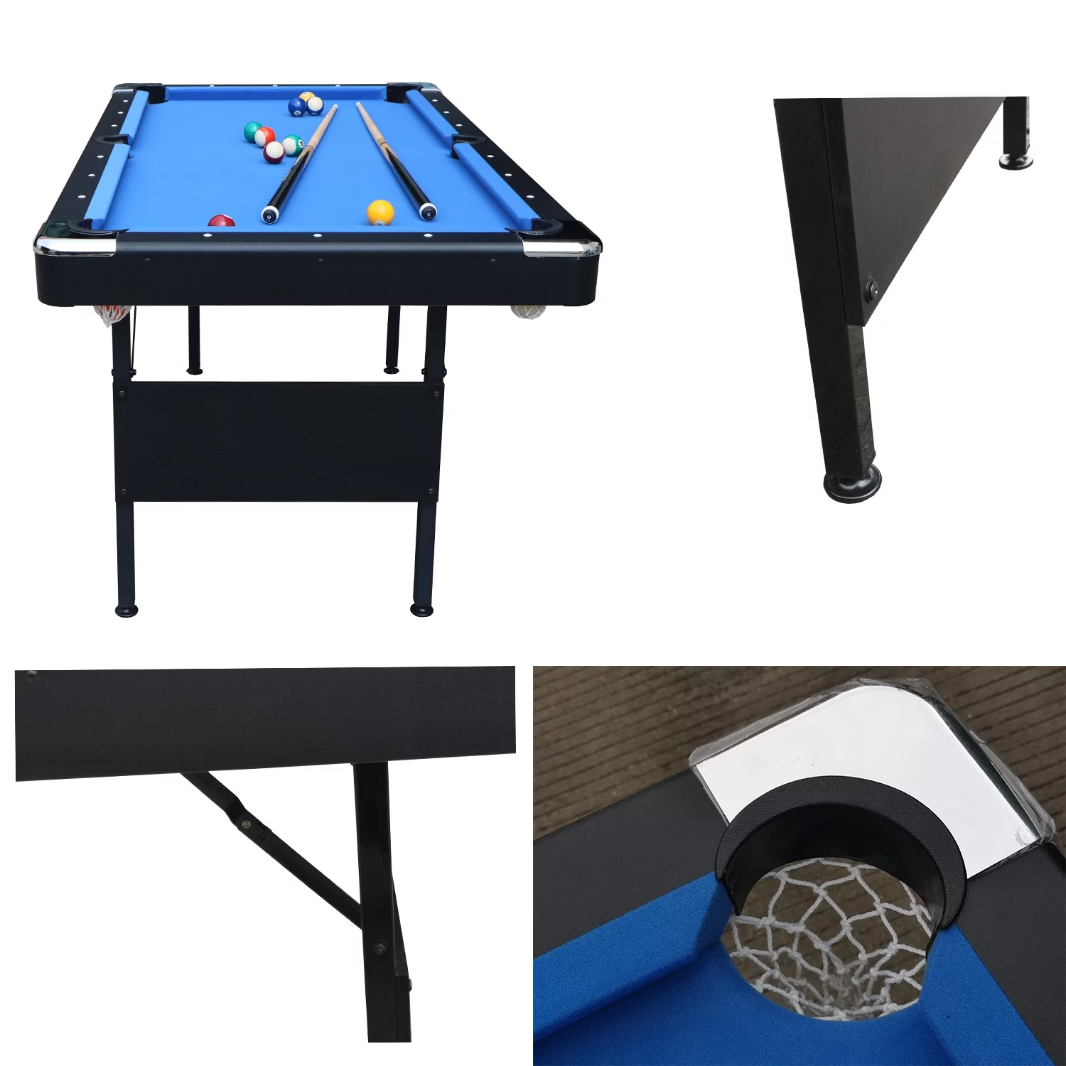 SEGMART 3 in 1 Billiards Table, 5.5 ft Folding Pool Table, Tennis Multigame Table, Multifunctional Snooker Table