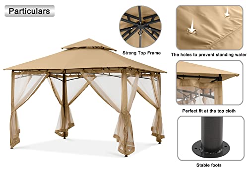 MASTERCANOPY Outdoor Garden Gazebo for Patios with Stable Steel Frame and Netting Walls (11x11,Dark Gray)