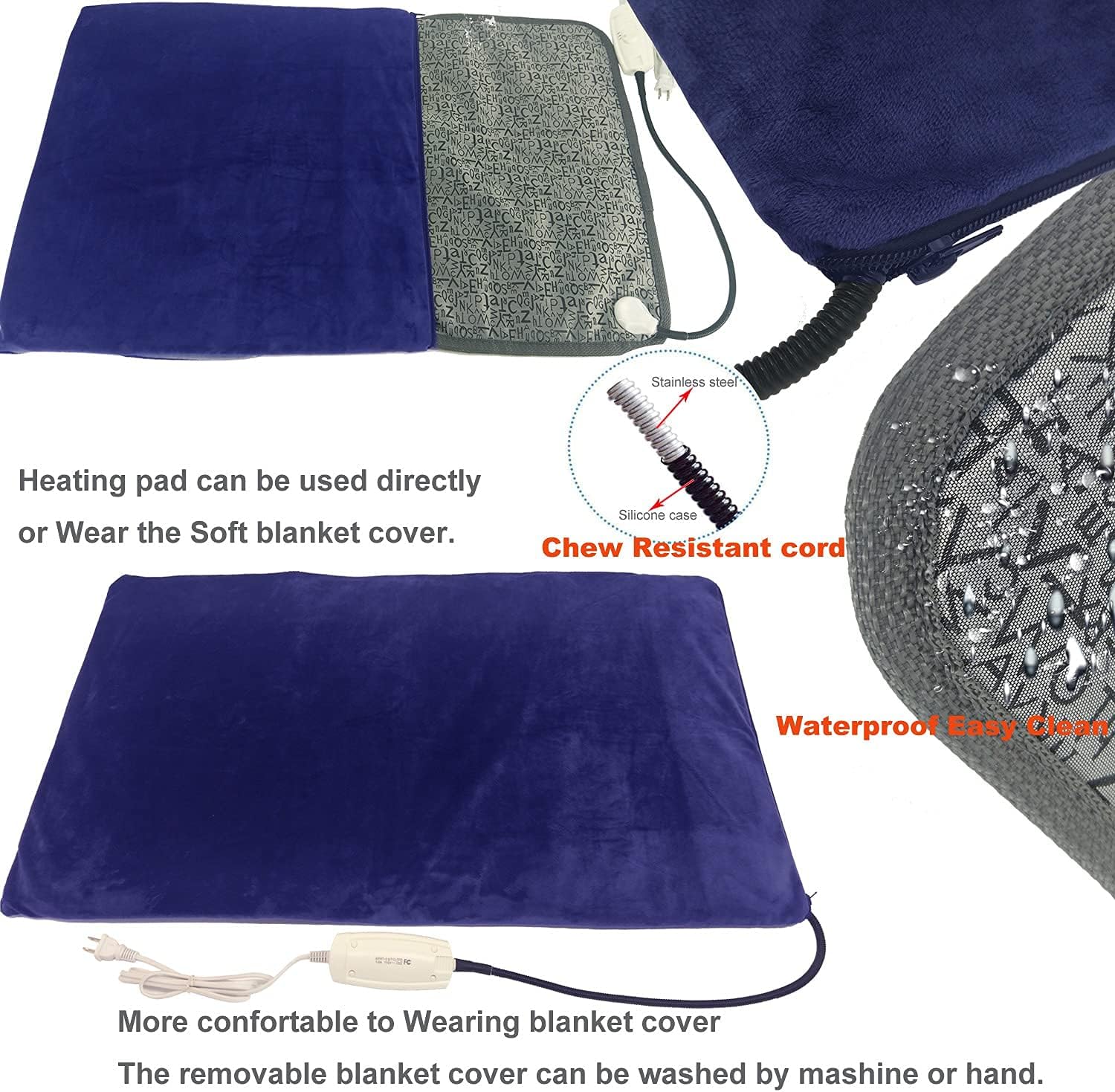 Pet Heating pad Large Heated Dog Bed 34"x21" Cat Heating pad Indoor Electric Dog Heating pad Waterproof Heated Dog House mat Easy Clean