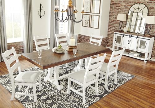 Signature Design by Ashley Valebeck Rustic Farmhouse 36" Counter Height Dining Table, Brown & White