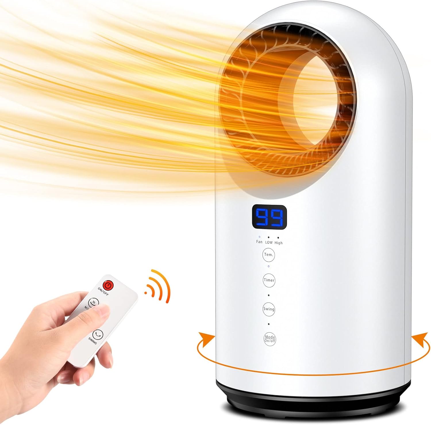 WAPEMORK Space Heater for Indoor Use - Portable Personal Electric Heaters, Small Bladeless Heater Fan with Adjustable Comfort Control Thermostat