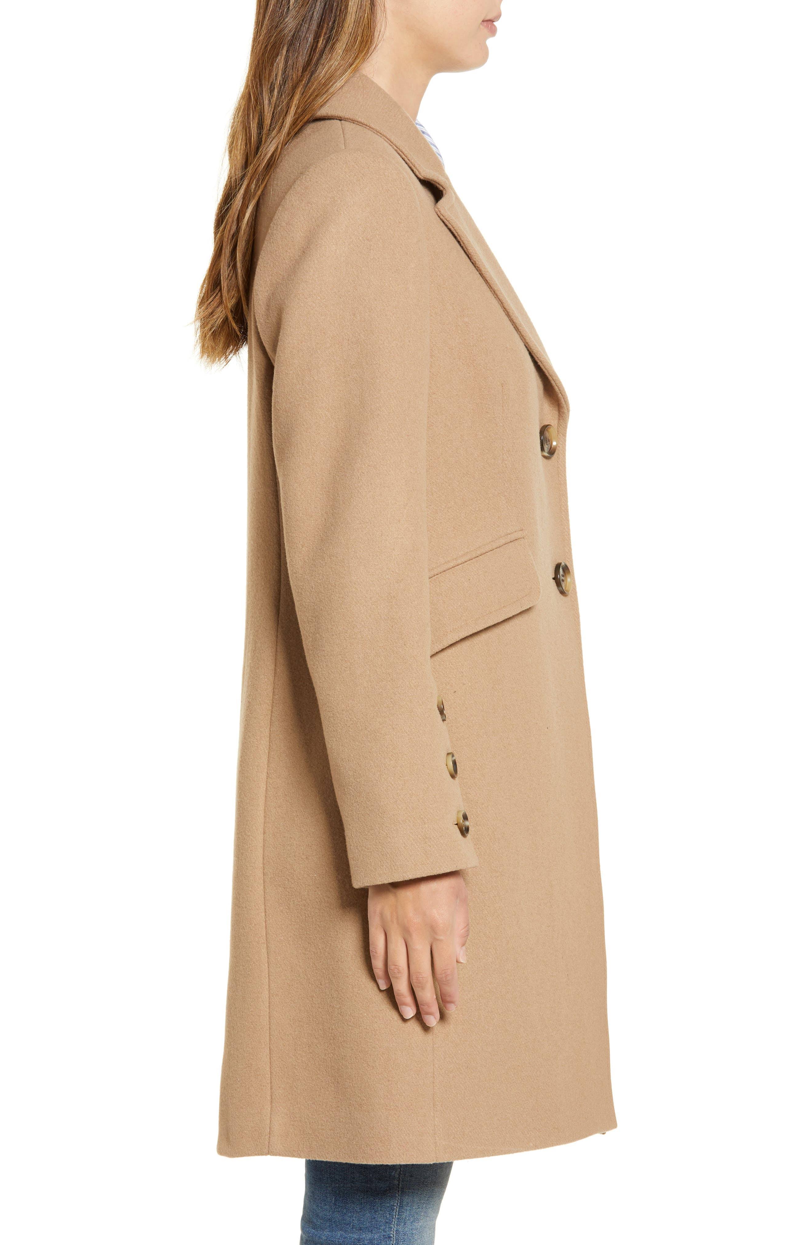 Sam Edelman Notched Collar Wool Blend Coat - Blue - 8
