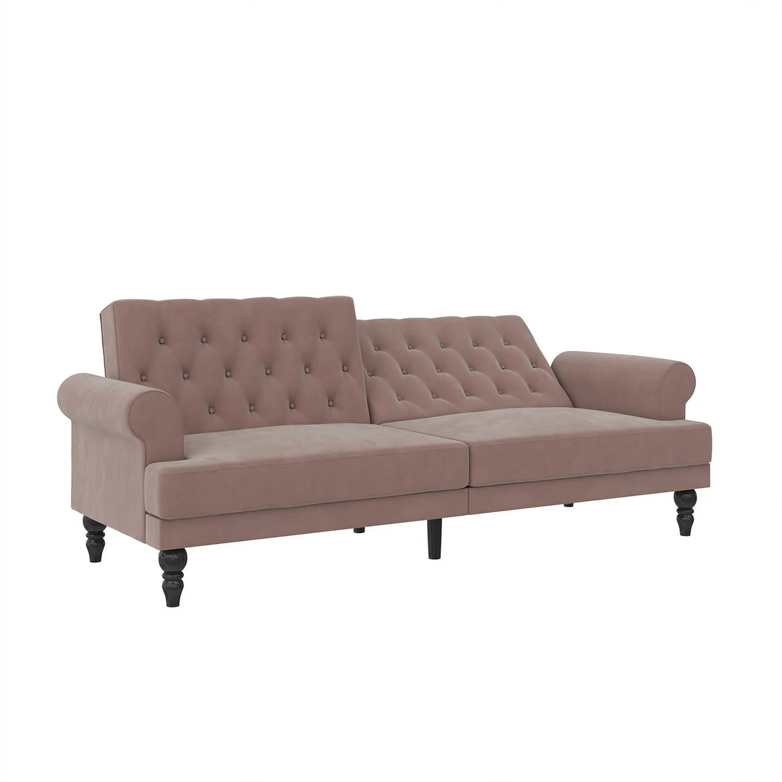 Pemberly Row Modern / Contemporary Upholstered Futon in Blush Velvet